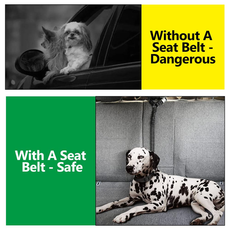 Plutus Pet Dog Seat Belt for Car Headrest, Reflective and Adjustable Restraint with Elastic Bungee for Safety, Vehicle Seatbelt Harness for Small Medium Large Dogs and Cats Black - PawsPlanet Australia