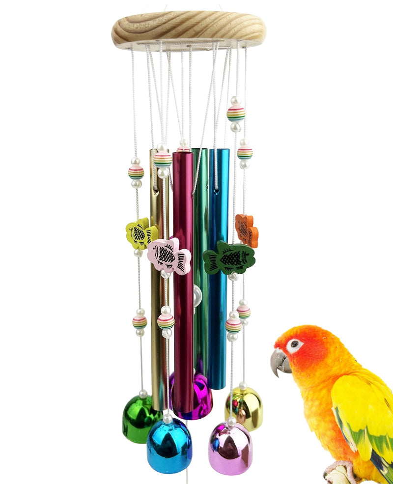 Bird Chewing Toys, Conure Wind Chimes Chewing Toy with Colorful Stick, Bird Parrot Cage Hanging Bells Toys for Conure, Budgie, Parakeet, Caique, Cockatiel, Lovebird, Finch