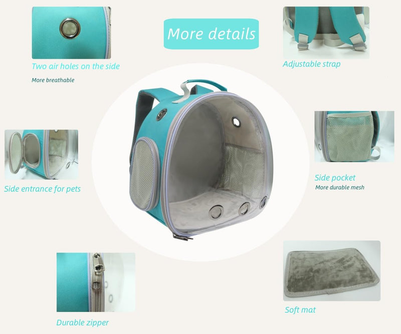 Small Animal Carrier Guinea Pig Backpack,Transparent, Breathable Backpack Carrier for Hedgehogs, Rabbits, Birds, Squirrels, Hamsters, Lizards Comfortable, Portable Travel Bag for Small Pets (Green) Green