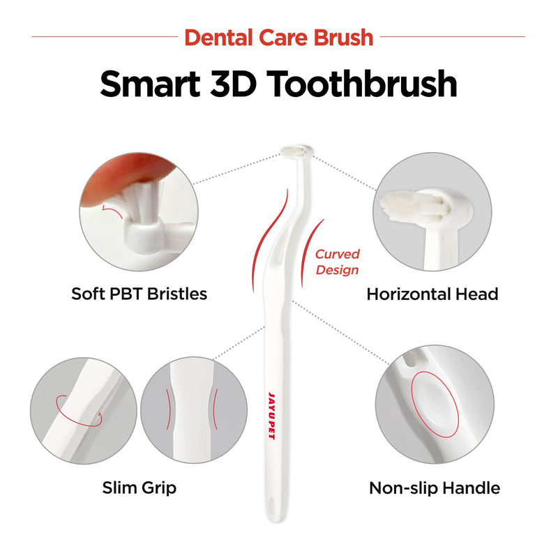 JAYU PET Dental Care Brush (Soft Bristles) 3ea - Dog Toothbrush, Cat Toothbrush, Dental Care for Kitten and Small Dogs, Removing Old Plaque and Tartar, Cat Teeth Brushing & Easy Cleaning Soft Bristles 1 Count (Pack of 3) - PawsPlanet Australia