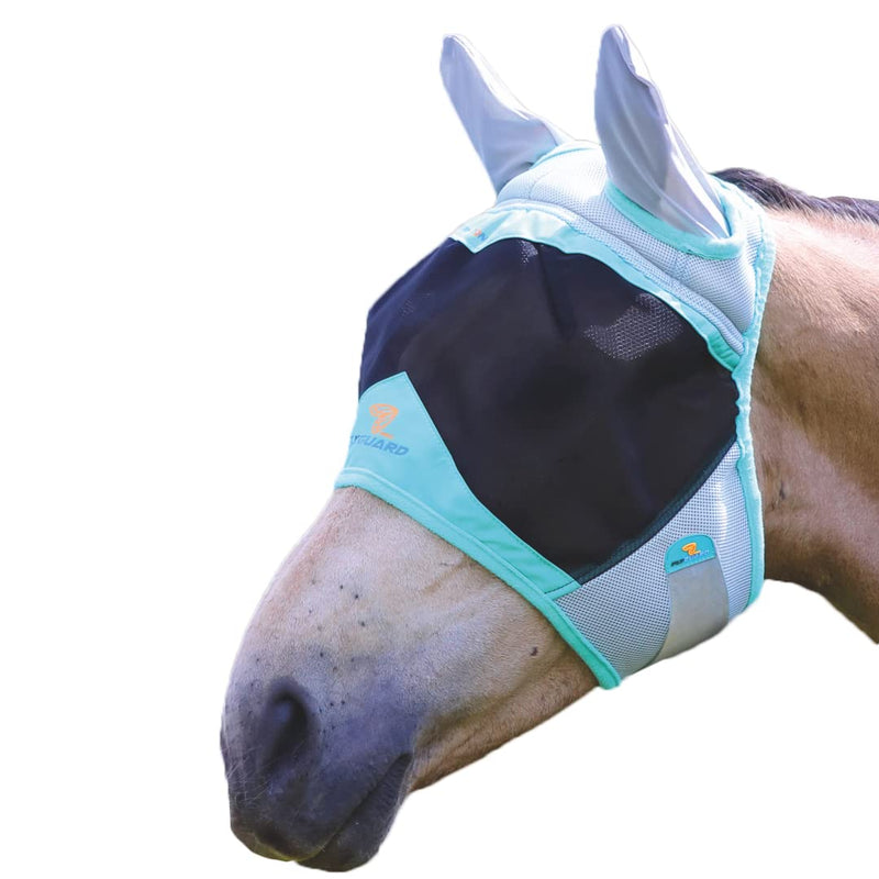 Shires FlyGuard Pro Air Motion Fly Mask with Ears – Cob Size | Lightweight Breathable Air Motion Fabric for Superior Comfort | Protects Against Flies & Insects | Secure Fit | Aqua