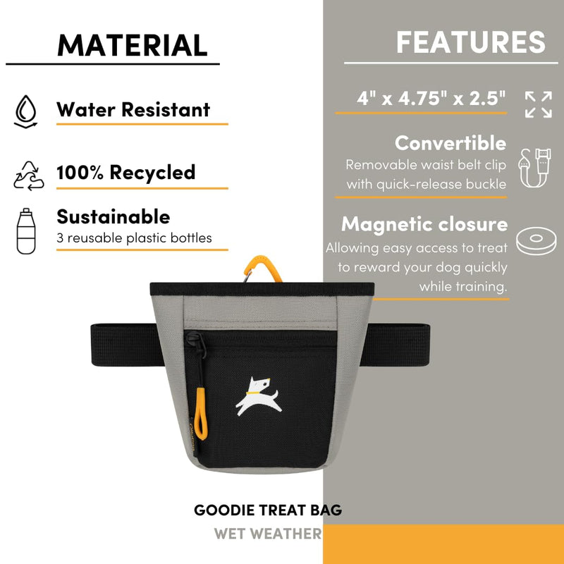 OllyDog Goodie Treat Bag, Dog Treat Pouch, Waist Belt Clip for Hands-Free Training, Magnetic Closure, Dog Training and Behavior Aids, Three Ways to Wear (Wet Weather)