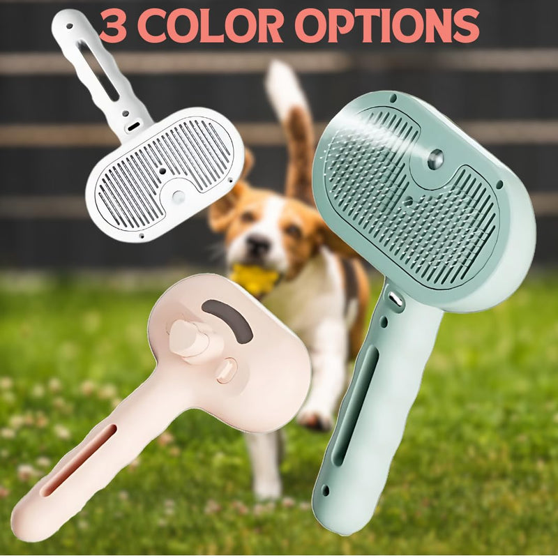 Pet Steam Brush for Cats Dogs, 3-in-1 Cat Grooming Tool with Water Spray and Quick Hair Release Button, Hair Removal Comb for Shedding, Steamy Brush (Pink) Pink - PawsPlanet Australia