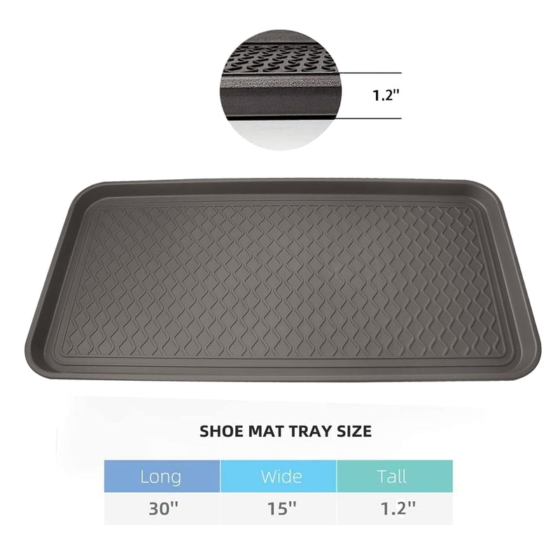 Finorder Multi-Purpose Utility Boot Trays with Striped, Set of 2 Grey Duty Shoe Trays for All Weather, Plastic Pet Feeding Mat, Use for Indoor and Outdoor, 30" x 15" x 1.2" 30" x 15"(Gray) - PawsPlanet Australia