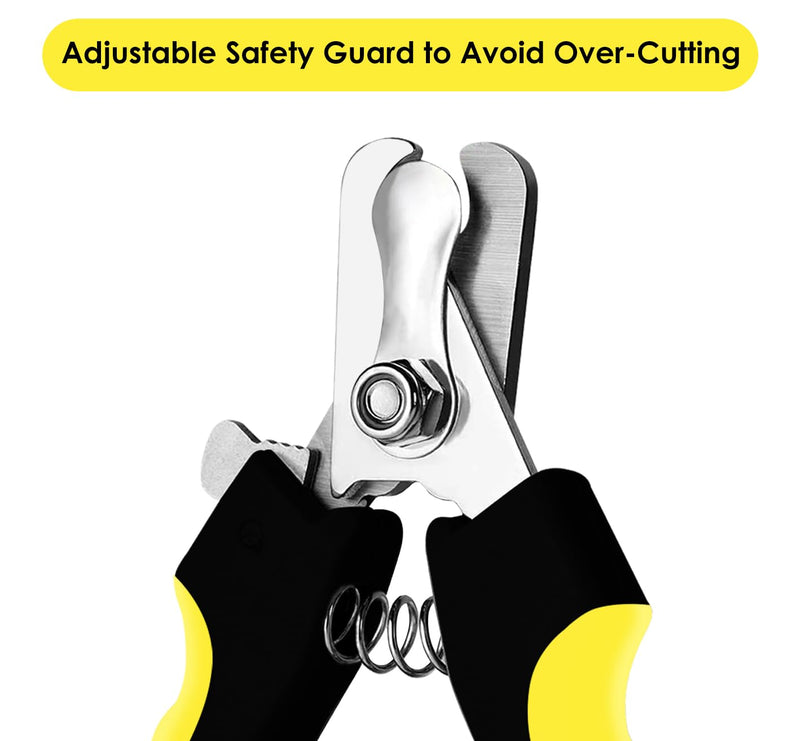 Candure Dog Nail Clippers for Pet Grooming - Professional Cat Nail Trimmers Suitable for Small to Medium Breeds with a Safety Guard & Nail File Yellow Medium to Small - PawsPlanet Australia