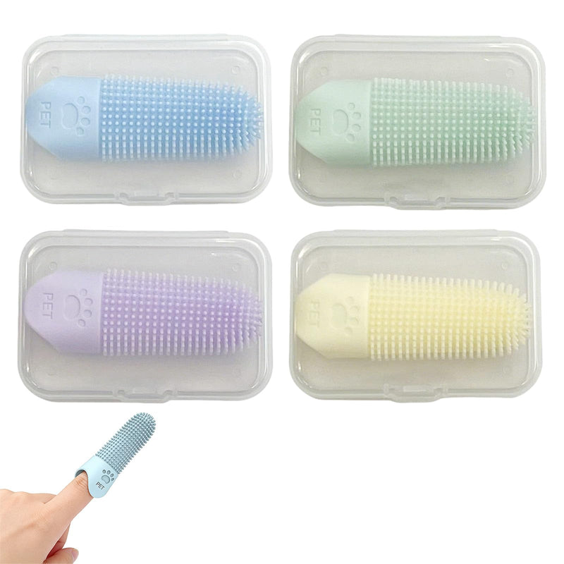 4-piece set of finger brushes for dog dental care, made of soft silicone, dog toothbrush with 360° bristles for cats and dogs, extended design to prevent slipping, gentle teeth cleaning – a must-have for pet lovers