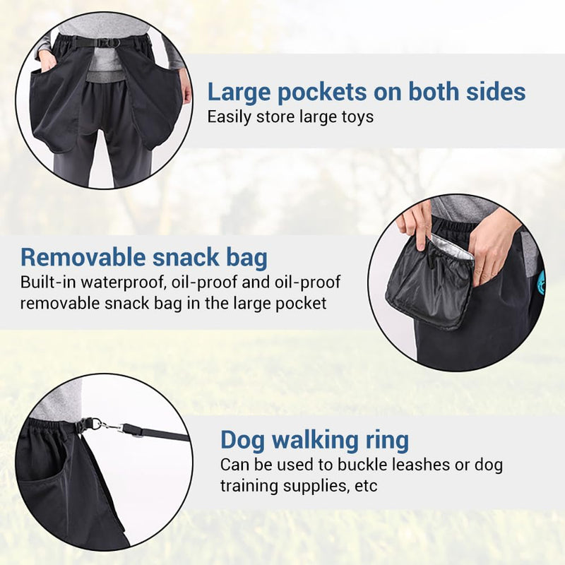 DONGKER Dog Trainer Treat Pouch,Adjustable Dog Waist Pouch Apron with Big Deep Pockets for Men Women Gardening Work waist 33.9"-51" - PawsPlanet Australia