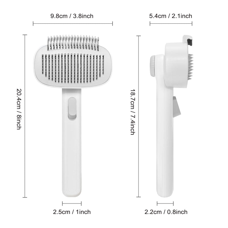Cat Brush for Shedding, 2-in-1 Deshedding Brush & Dematting Comb for Long Haired Cats and Dogs, Slicker Brush for Dogs Effectively Removes Matted Fur & Tangles, White