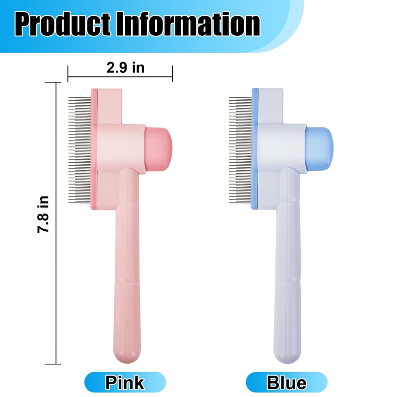2PCS Flea Comb for Cats & Dogs – Magic Self-Cleaning Cat Grooming Brush with Stainless Steel Teeth, Cat Combs for Fleas and Ticks, Indoor Pets, Fine Tooth Comb for Kittens - PawsPlanet Australia