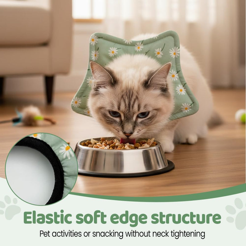 Cat collar, soft Elizabethan-style neck collar, anti-lick protective collar for small and medium-sized cats and dogs, green, size S