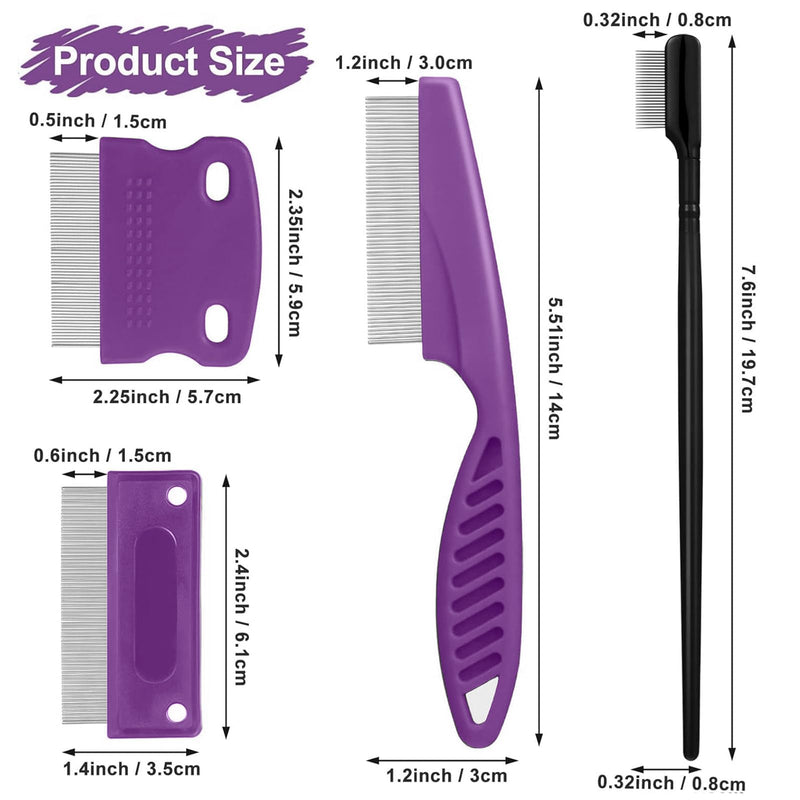 5 Pieces Dog Eye Combs Tear Stain Remover Combs Pet Grooming Comb for Small Dogs Gently Removing Eye Mucus and Crust (Purple, Black) Purple, Black