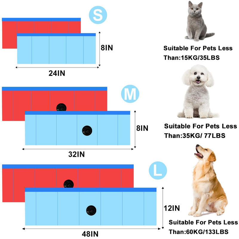 32 x 8 Inch Foldable Dog Pool, Pet Swimming Pool, Portable Dog Pool, PVC Collapsible Pet Pool for Indoor and Outdoor Cat and Dog Shower Bathtub (Blue, 32 x 8in) Blue, 32×8in - PawsPlanet Australia