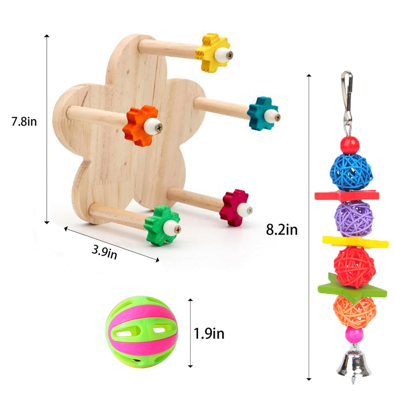 Bird Rotating Perch Toy, Wooden Parrots Ferris Wheel Toy with 5 Perches, Hanging Bird Stand Cage Accessories for Parakeet Parrot, Cockatiel, Budgerigar,Conure, Lovebirds