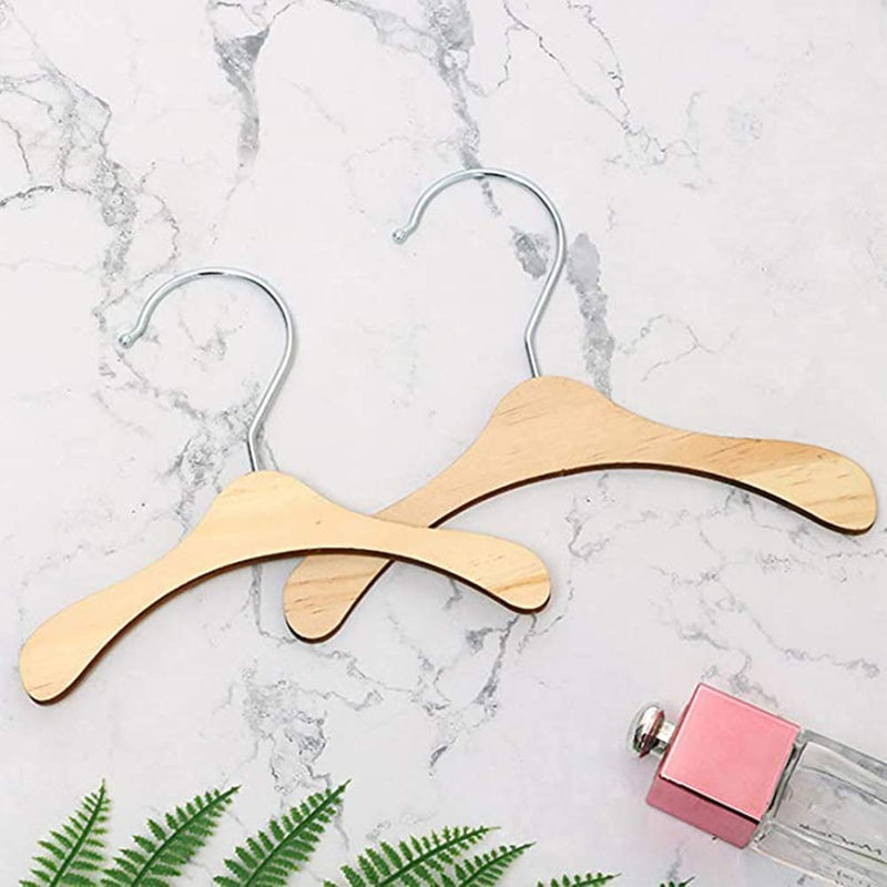 5 Pack Kids Hangers Baby Hanger Wooden ,8.6 INCH Pet Clothes Hangers for for Dog Cat Baby Toddler Kids Little Hangers for Doll Dress Clothes Gown Outfit Holders Accessories (L) 8.66*0.19*5.1 INCH