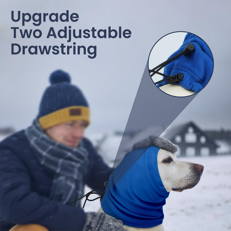 Nanaki Dog Ear Wrap Hematoma-No Shake Ear Wraps for Dogs, 3rd Gen Calming Hoodie, Adjustable Anti-Slip Head Covers Muffs Noise Protection,Fireworks Grooming, Christmas, New Year L(Head Girth:16"-27") Blue