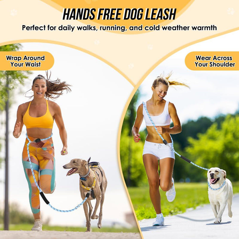Lukovee Hands Free Dog Leash, 10FT Adjustable Training Lead 1/2 Inch Nylon Heavy Duty Lead No Pull for Large Medium Dogs, Tangle Free Reflective Waist-Leash for Walking Running, Blue 10 FT for Medium Large Dogs