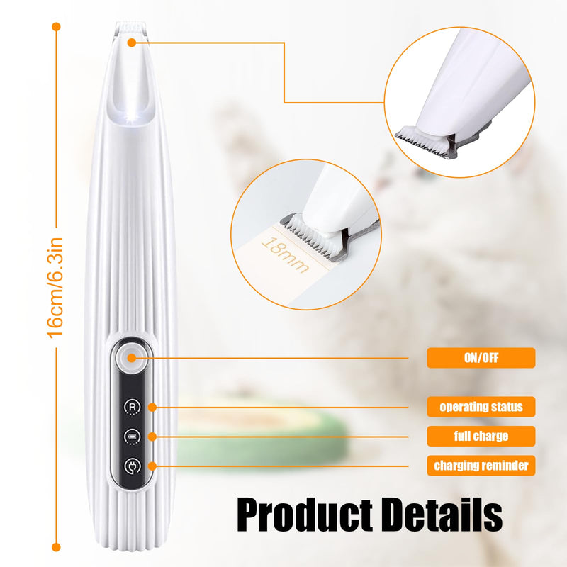 Upgraded Pet Micro Precision Trimmer, New Rechargeable Low Noise Wireless Dog Paw Trimmer, Trimmer with LED Light for Paw Hair, Ears, Face, HIPS & Eyes Grooming Instruments for Cats & Dogs - PawsPlanet Australia