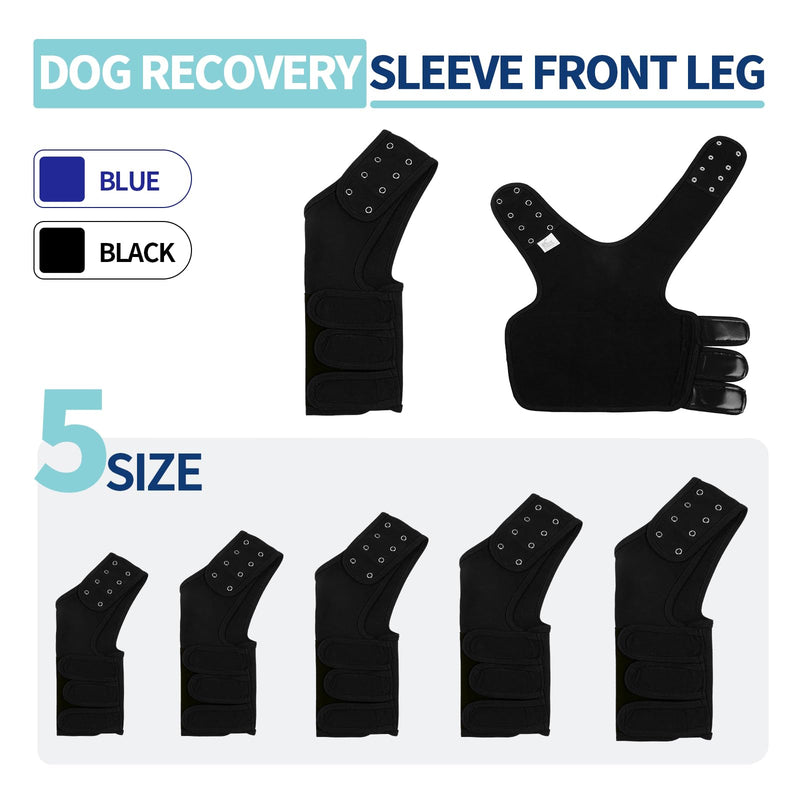 Dog Recovery Suit - Recovery Sleeve For Dog's Front Left Leg After Surgery, Breathable Stretchy Fabric, Prevents Licking And Biting, No Movement Limits - Black L Large