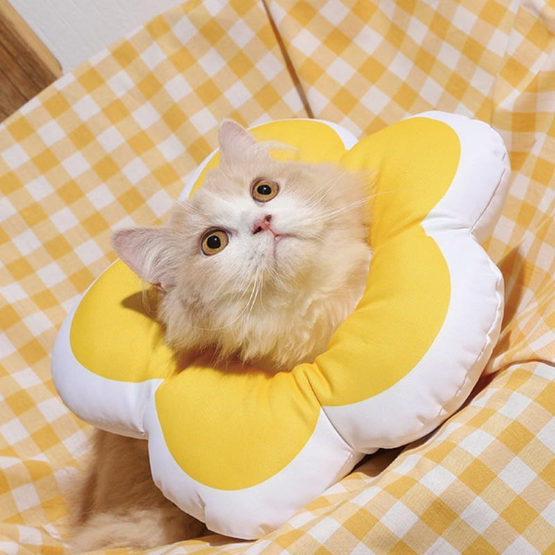 Cat Recovery Collar, Cute Waterproof Cat Neck Collar Anti Licking Elizabethan Collar for Cat Dog Surgery Bathing Trimming Yellow 11cm-23cm/4.3"-9.0" - PawsPlanet Australia
