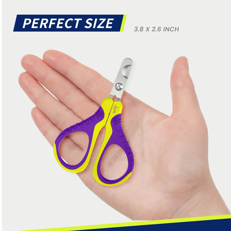 WePet Pet Nail Clippers U07.1, Professional Claw Trimmer, Bended Scissor Special for Cats, Kittens, Dogs, Puppies, Small Animals, Yellow/Purple #16 Yellow/Purple - PawsPlanet Australia