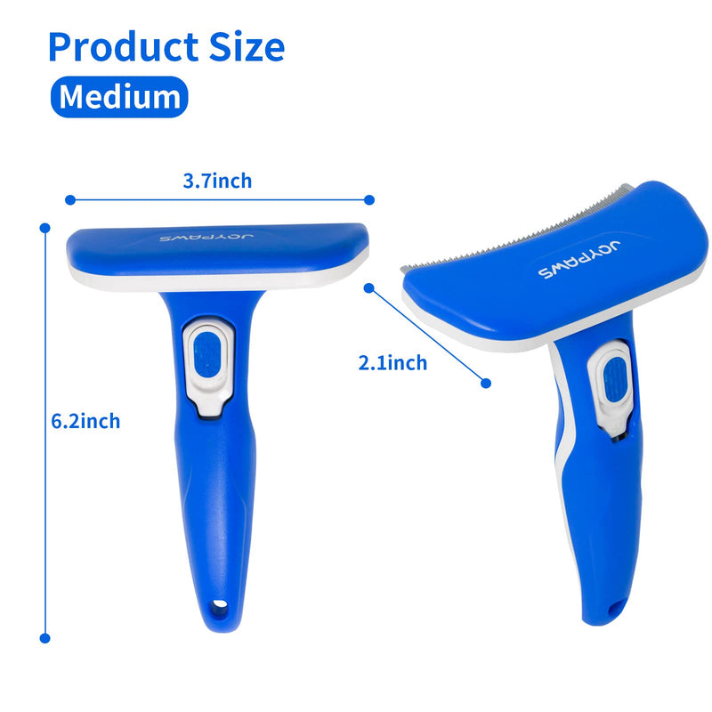 Upgraded Pet Self Cleaning Curved Deshedding Tool, Effectively Reduces Shedding by Up to 95%, Professional Grooming Brush for Small or Medium Dogs and Cats Blue M