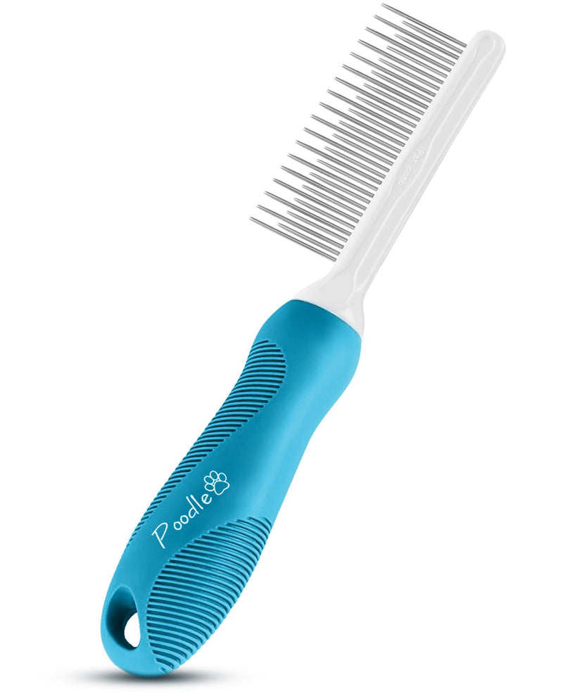 Poodle Pet Bundle - Detangling Pet Comb for Removing Matted Fur, Knots, and Tangles + Slicker Brush for Small and Large Dogs Pet Hair Remover, Safe and Gentle for Dogs and Cats - PawsPlanet Australia