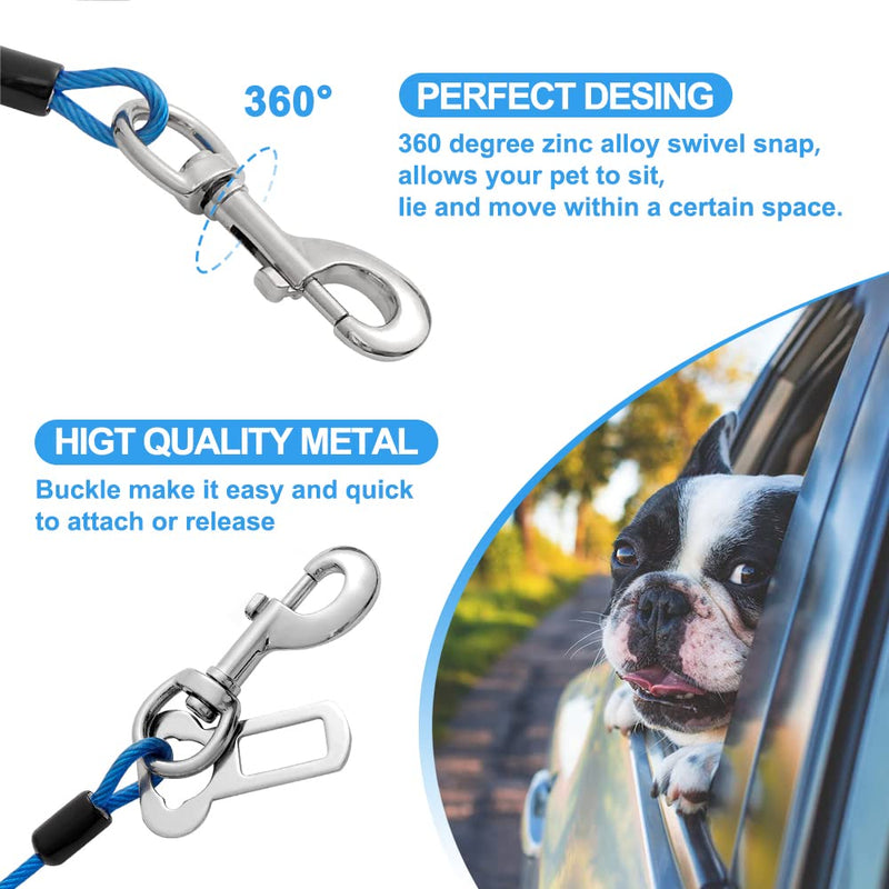 Dog Seat Belt Harness for Car,2pcs Dog Seatbelt of Coated Wire Leash Safety Restraint,No Chew Tether Cable Vehicle Dog Accessories,Double Clips & Latch (2 Pack Red+Blue, 32 inch/80 CM) 2 Pack Red+Blue - PawsPlanet Australia