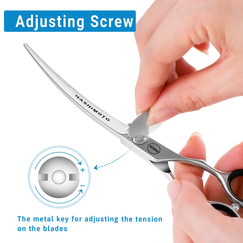 HASHIMOTO Dog Grooming Scissors, Curved Scissors for Dog Grooming, 6.5 inch, 30 Degree of Curved Blade,Light Weight, Pet Shears for Trimming Face and Paws. 6.5" - PawsPlanet Australia