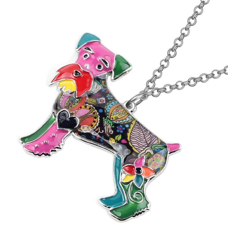 BONSNY Signature DOG collection Love Pets“SILVER”Statement SCHNAUZER Necklace Dog Animal Pendant Multicolor - PawsPlanet Australia