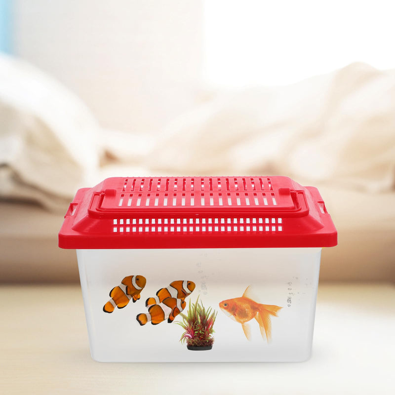 Portable Fish Tank Handheld Aquarium Transparent Turtle Box Compact Plastic Pet Hamster Carrier 7.08X4.33X4.33 Inches for Travel and Home Use 18x11cm