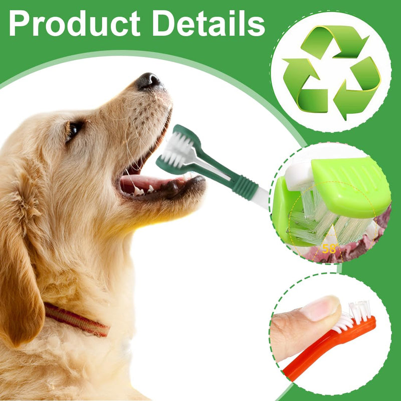 Dog Toothbrush, Toothbrushes for Dogs - 5 Pieces Pet Toothbrush, Pet Toothbrush, 2 Triple Head Dog Toothbrushes and 2 Long Handle Dog Toothbrush, Toothbrush Dog for Dogs and Cats