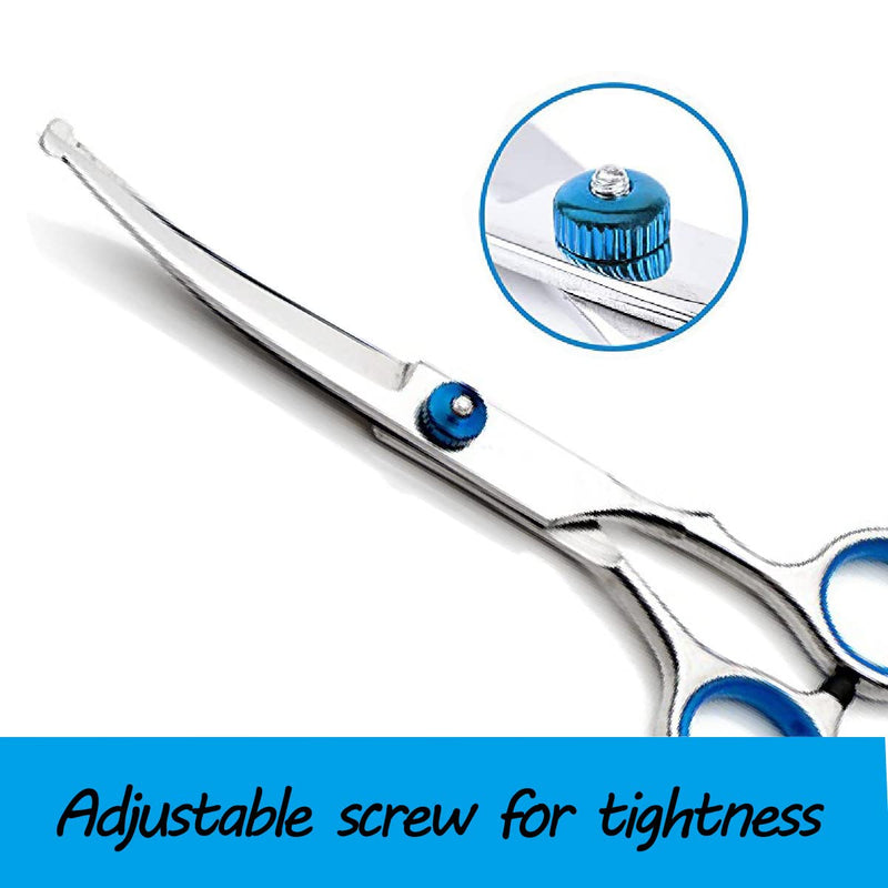 Curved Dog Grooming Scissors,Pet Hair Scissors with Safety Round Tips, Heavy Duty Titanium Stainless Steel, Professional Dogs Cats Pets Grooming Shears Art scissors - PawsPlanet Australia
