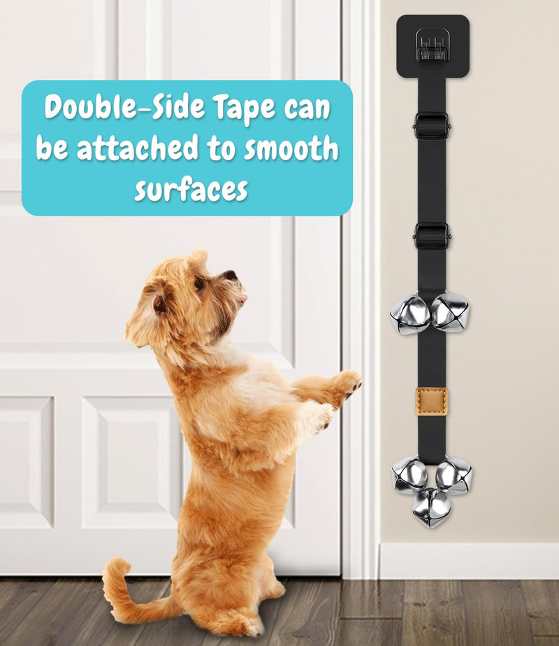 COOYOO Dog Doorbells, Adjustable Potty Training Dog Bells, Upgraded for Training Your Puppy The Easy Way, Premium Quality Housetraining Hanging Bell-5 Extra Large Loud 1.5 DoorBells 01-Black - PawsPlanet Australia