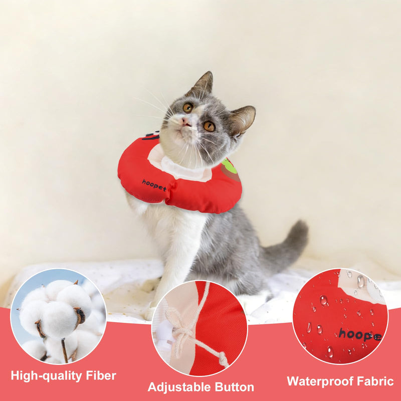Cat Cone Collar,1 PCS Cute Apple-Shaped Pet Cone Waterproof Cats Recovery Collars Adjustable Cat Cones Collars Soft Kitten Recovery Cones to Stop Licking（M）