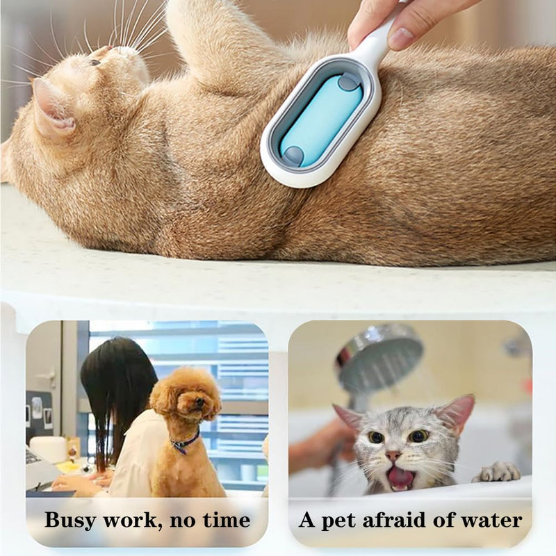 BESTLA Upgraded Pet Hair Removal Cat Hair Brush with Water Sticky Comb with Water Tank New 4 in 1 Cat Grooming Brush (Towels Not Included) - PawsPlanet Australia