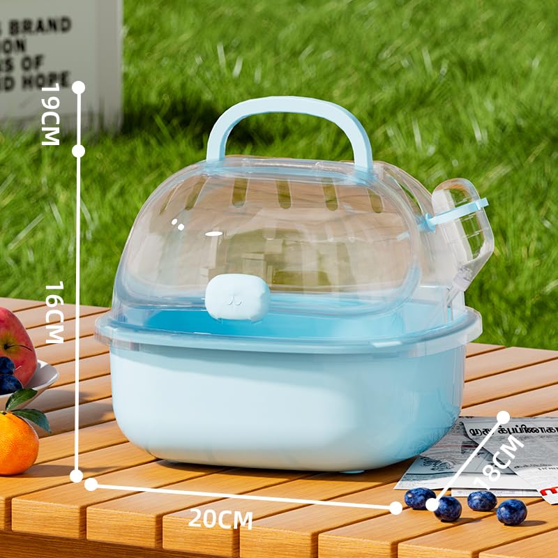 Small Animal Carrier Cage with Water Bottle, Portable Hamster Travel Carrier Carry Case for Small Pets, Gerbils, Mice, Dwarf Hamster (Blue) Blue - PawsPlanet Australia
