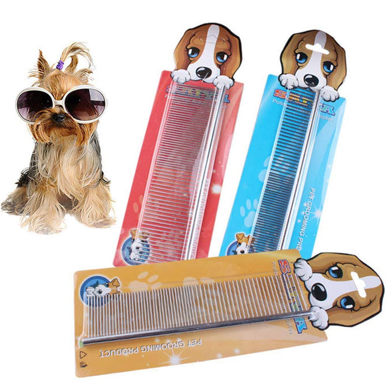 Dog Metal Comb 7.5inch Dogs Dematting Tool Pet Grooming Comb Stainless Steel Teeth Cats Pubby Comb for Removing Hair (L: 19x5cm) L: 19*5cm - PawsPlanet Australia