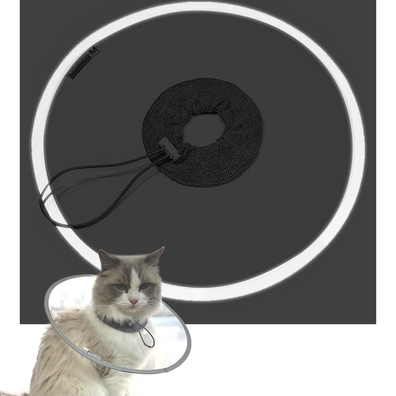 Cat Dogs Cone E Collar with Low Noise Fasteners Glow in The Dark, Transparent Cat Recovery Collar, Licking and Scratching Free Cone, Extra Soft Small Medium Dog Pet Surgery Collar High Grade Grey S (Between 4.4-7.7lb.)