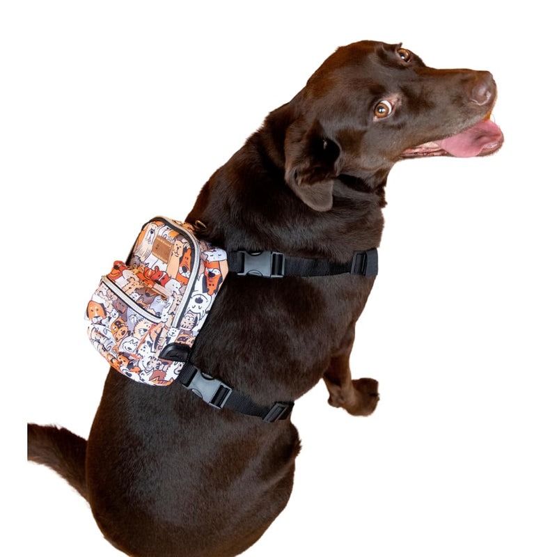 PawLook Design Dog Backpack Harness with Leash-Stylish Dogbagpack-Poop Bag Dispenser Dog Backpack-Dog Self Carrier Backpack-Dog Bag Vest with D-Ring-Backpack for Dogs to Wear-1 Piece (Paws, S) Paws - PawsPlanet Australia