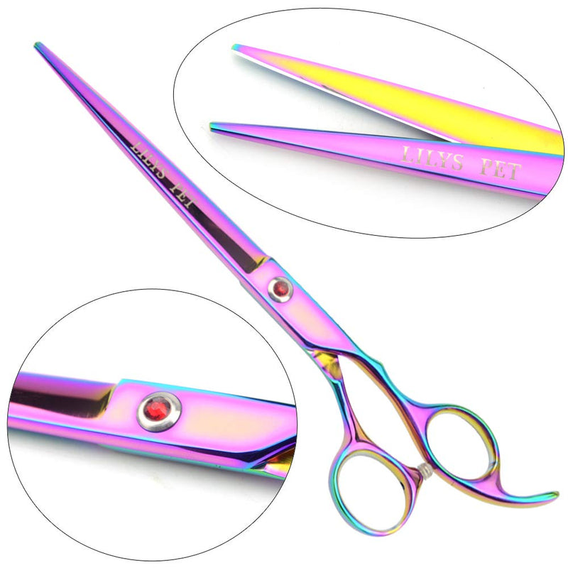 LILYS PET Professional PET DOG Grooming Coated Titanium scissors suit Cutting&Curved&Thinning shears (7.5 inches, Rainbow)… 7.5 inches - PawsPlanet Australia