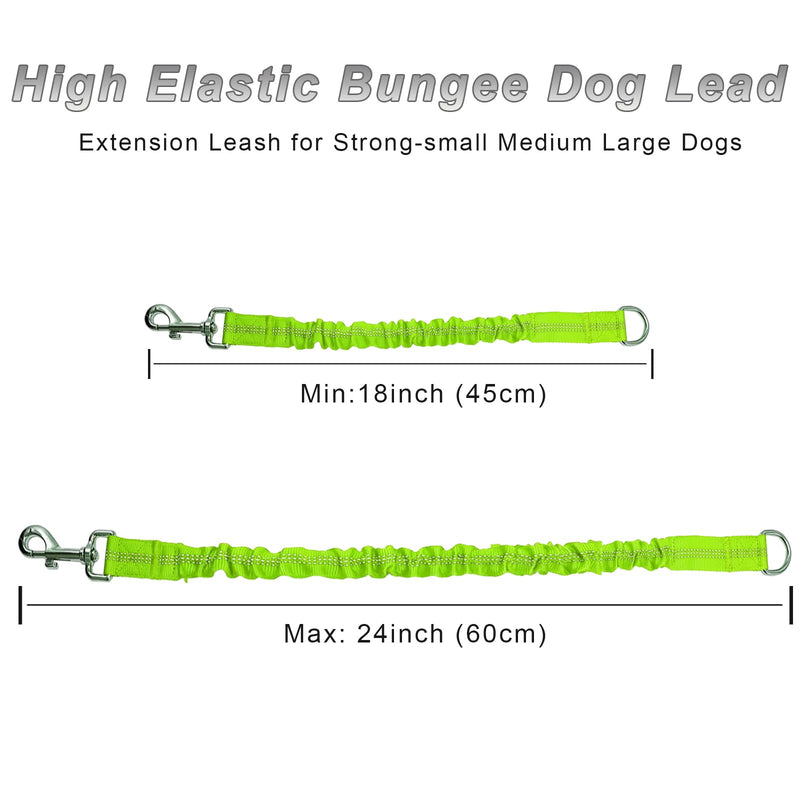 Bungee Dog Leash Extender, 18 Inch Nylon Elastic Extension Shock Absorbing, Works with Any Leash, Multifunctional Dog Lead for Medium Large Dogs Walking Training Running (Green) green - PawsPlanet Australia