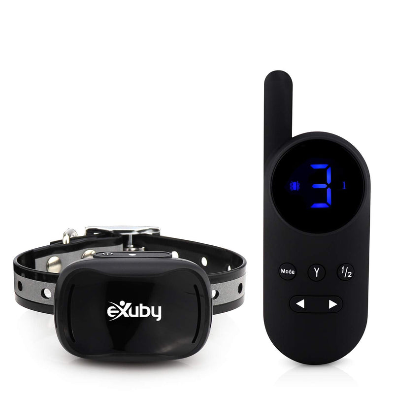 eXuby - Tiny Shock Collar for Small Dogs 5-15lbs - Smallest Collar on The Market - Sound, Vibration, & Shock - 9 Intensity Levels - Pocket-Size Remote - Long Battery Life - Water-Resistant - Black