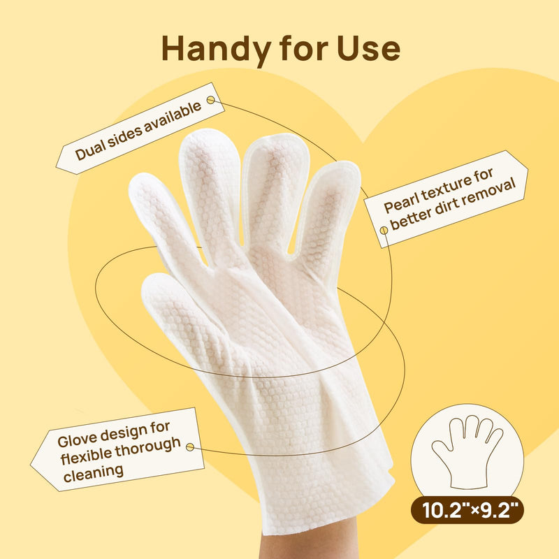 HICC PET Cleaning Deodorizing Glove Wipes for Dogs & Cats, Vet Recommended Hypoallergenic Hydrating & Nourish Fur Pet Grooming Glove Wipes, Pet Bathing Wipes for Horse Coat Care, 20pcs Rose Scent 20 PCS - PawsPlanet Australia