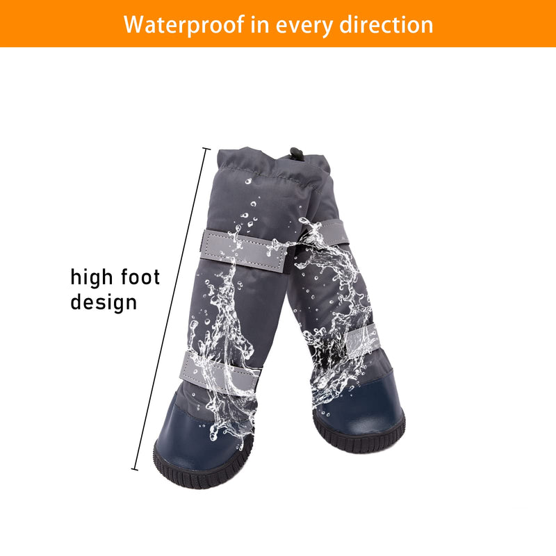 & Dog Rain Boots with Waterproof Material , Dog Winter Boots Keeps Your Pet Warm, Reflective Straps and Anti-Slip Sole, Dog Snow Boots for Snowy Day( 4PCS/Set ) S(Insole width: 2.0'')