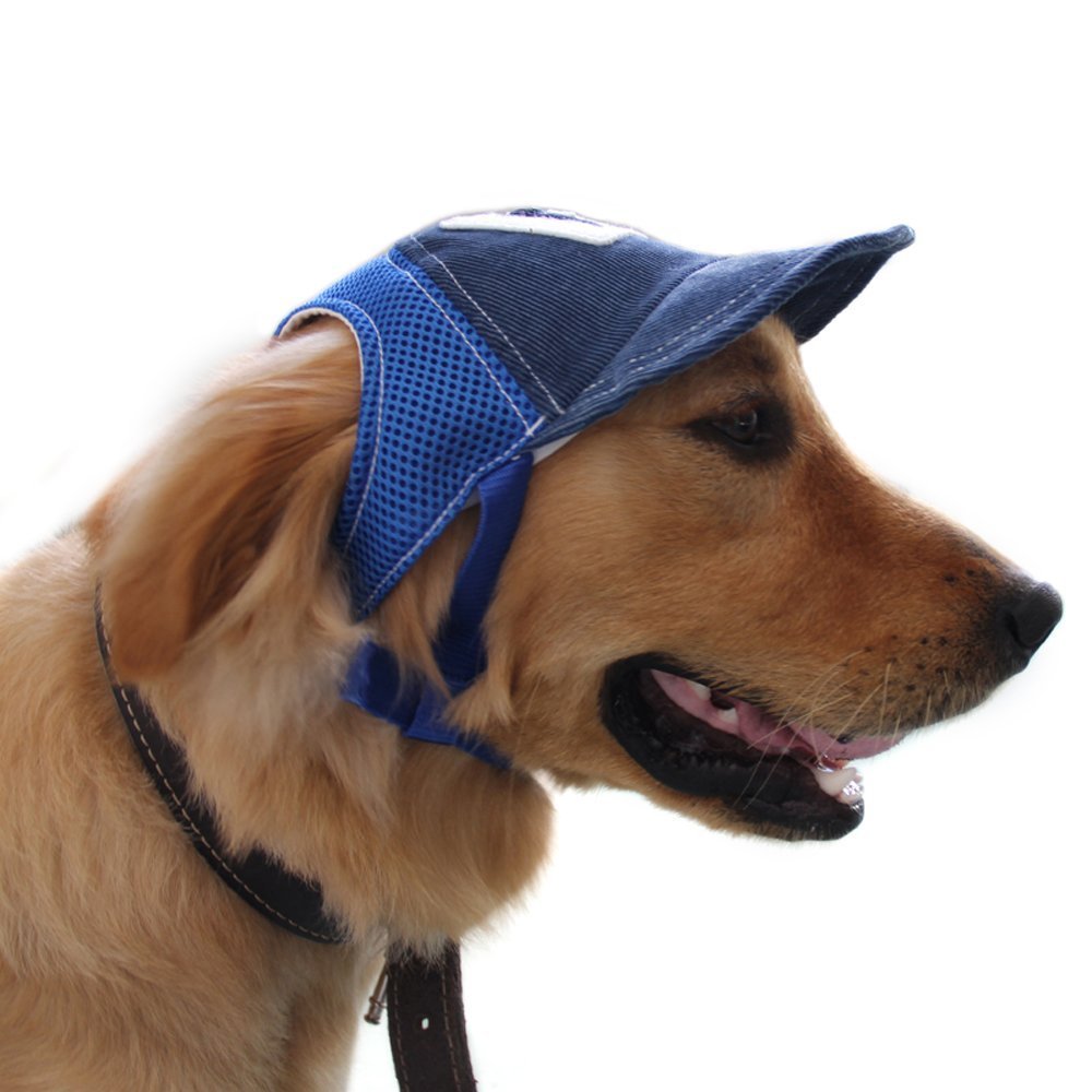 Pet Dog Baseball Cap Sport Cap Hat - Outdoor Hat Sun Protection Summer Cap for Small Medium Large Dog (Large Cap, Blue) Large Cap