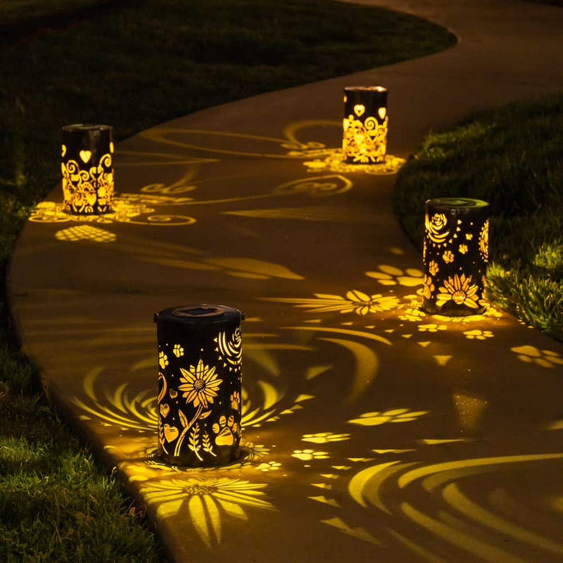 iHeartDogs Pet Memorial Gifts - Artisan Shadow Solar Lantern 'Sunflowers & Paws' - This Pet Loss Gift Feeds 7 Shelter Pets in Honor of Your Departed Pet Sunflowers & Paws - PawsPlanet Australia
