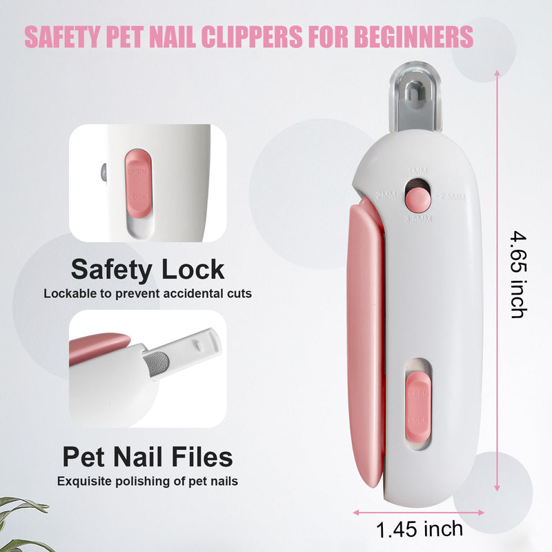 Cat Nail Clipper with Adjustable Aperture, Small Dog Nail Trimmer with 4 Gears & Nail File, Safe Pet Claw Clipper Grooming Tool to Avoid Over Cutting, Professional Pet Nail Cutter for Beginners (Pink) Pink - PawsPlanet Australia