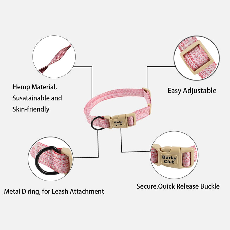Dog & Cat Harness Set – Adjustable Linen Leash, Collar & Harness – Breathable, Lightweight & Comfortable, Suitable for Small to Medium Pets (Pink, S) Pink