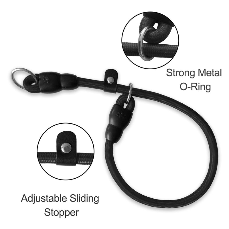 Slip Collar, Dog Choker Collar, Nylon Dog Training Collar with Slidable Stopper No Pull Dog Collars Martingale Collars for Small Medium Large Dogs, Black, L L: Length:25”(suitable for dog's neck 22") - PawsPlanet Australia