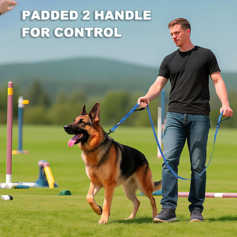 Heavy Duty Double Handle Dog Leash 6 ft Long for Total Control, Padded 2 Handle, Reflective Training Lead for Medium Large Dogs (Navy Blue, 6 FT) Navy Blue - PawsPlanet Australia